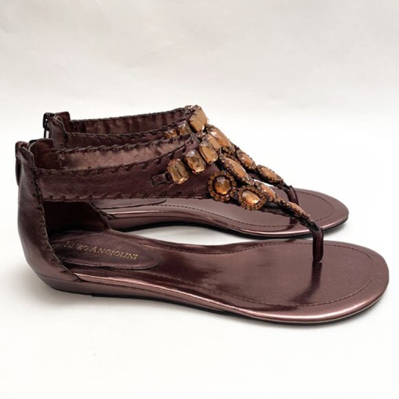NWT Enzo Angiolini Dark Bronz Jeweled Sandals Size 7 - Picture 4 of 10